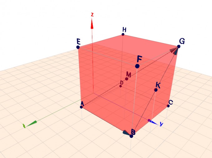 3D-Koordinaten vom Würfel mit Raumdiagonale und Flächendiagonale