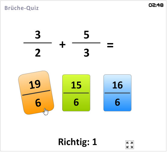 Mathe Spiel: Brüche-Quiz