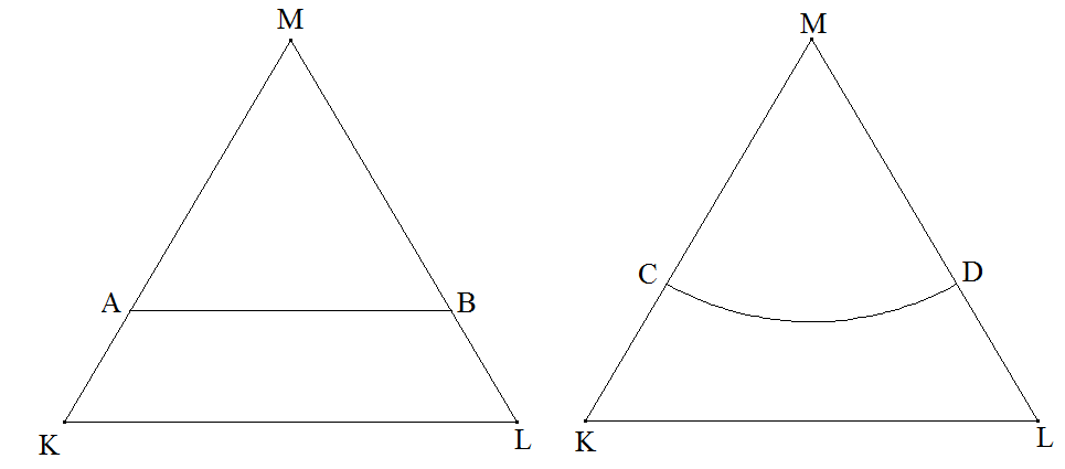 Abbildung: Halbierung eines gleichseitigen Dreiecks