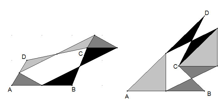 Abbildung: Beliebiges Viereck wird Parallelogramm