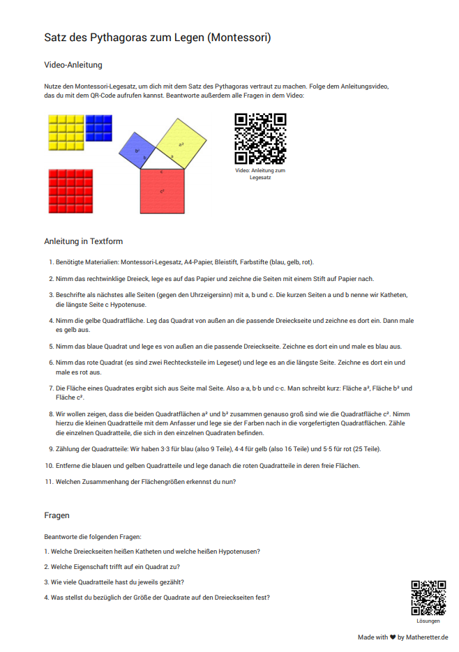 Aufgabenblatt Pythagoras