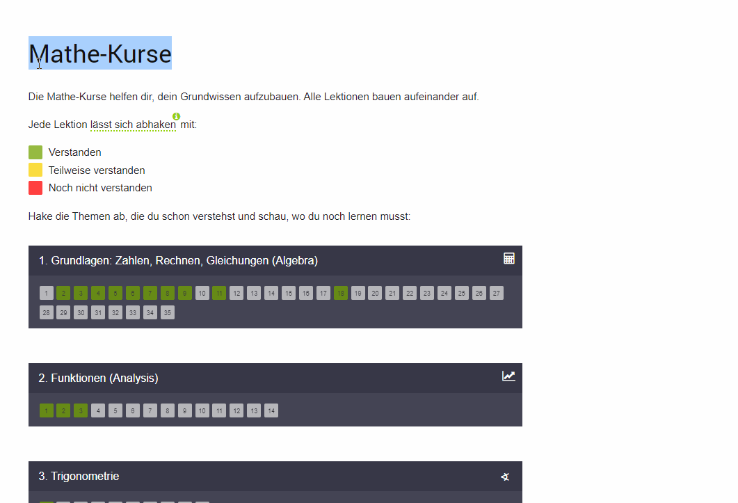 Matheretter Kurs-Lektionen-Aufbau