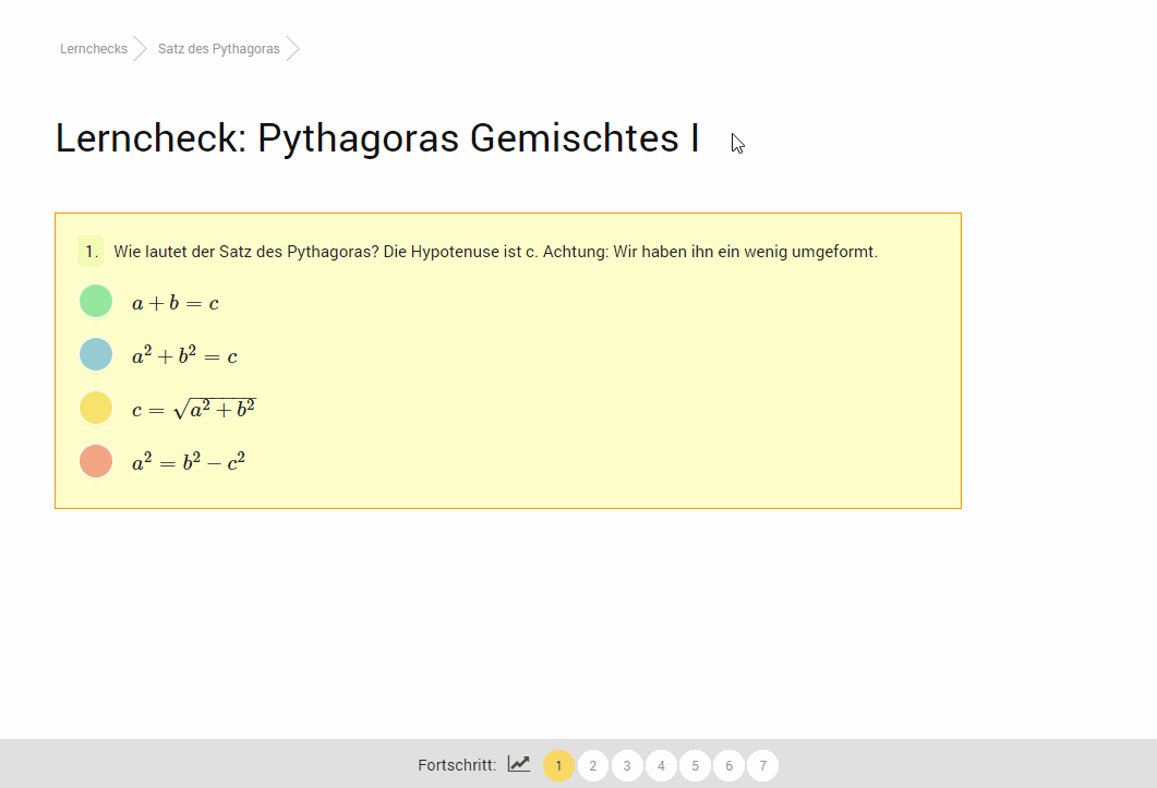 Matheretter Lerncheck Multiple-Choice