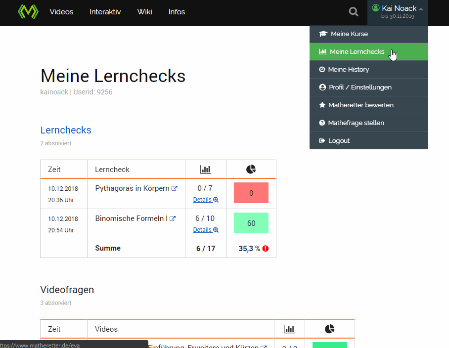 Matheretter Meine-Lernchecks