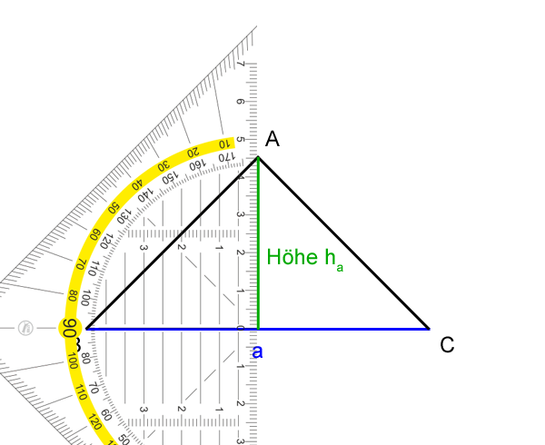 Höhe in Dreieck einzeichnen