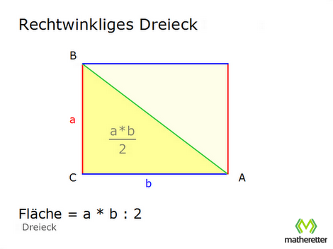 flächenberechnung rechtwinkliges dreieck