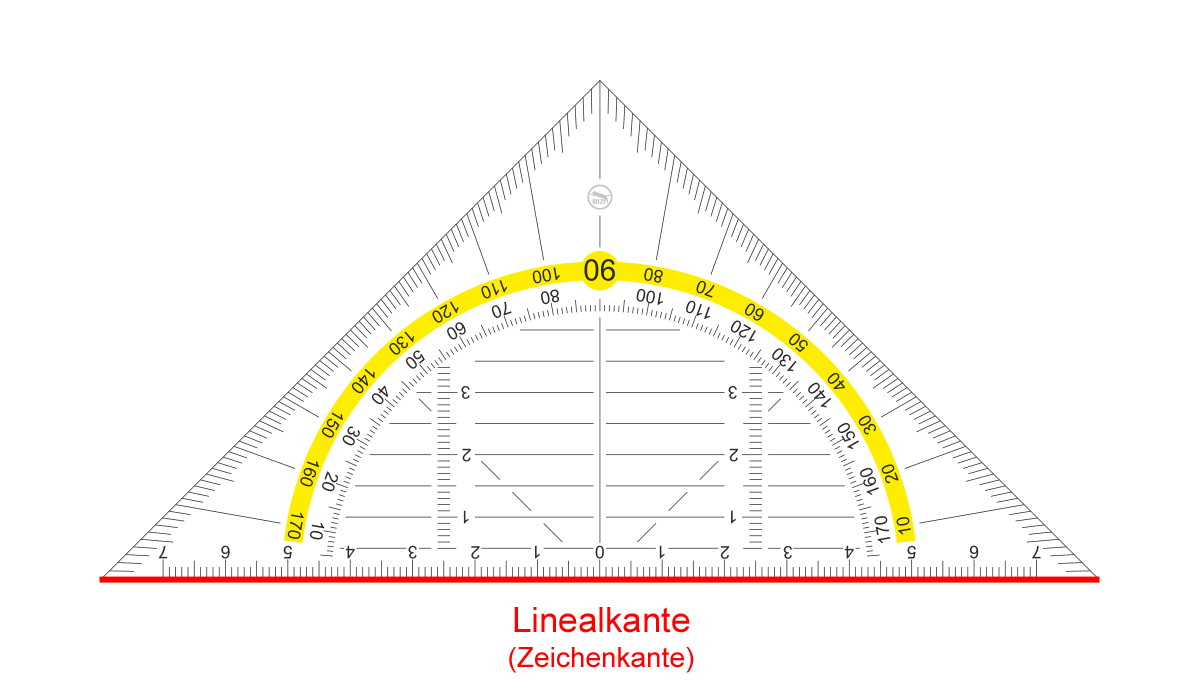 Linealkante beim Geodreieck