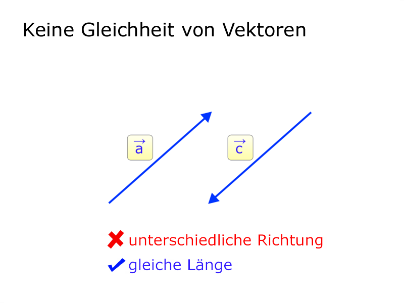 keine gleichheit vektoren