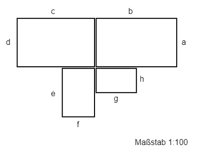 Zeichnung einer Wohnung im Maßstab 1:100