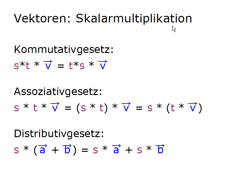 Rechengesetze Skalarmultiplikation