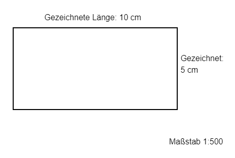 Zeichnung Grundstück Rechteck im Maßstab 1:500