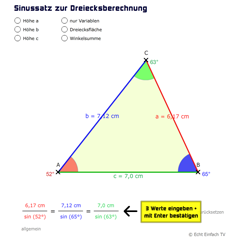 Sinussatz zur Dreiecksberechnung