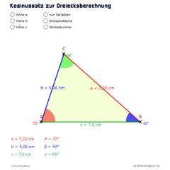 Kosinussatz zur Dreiecksberechnung