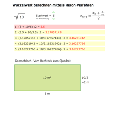 Wurzelwert berechnen (Heron-Verfahren)