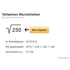 Teilweises Wurzelziehen (Wurzeln vereinfachen)