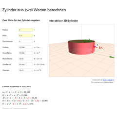 Zylinder komplett berechnen