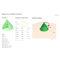Kegel aus zwei Werten berechnen