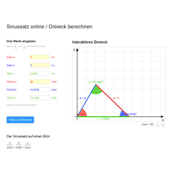 Sinussatz am Dreieck berechnen