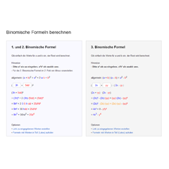 Binomische Formeln Rechner