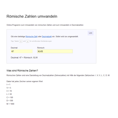 Römische Zahlen umwandeln
