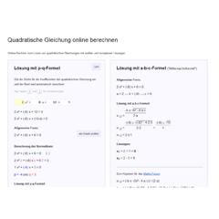 Quadratische Gleichung Rechner