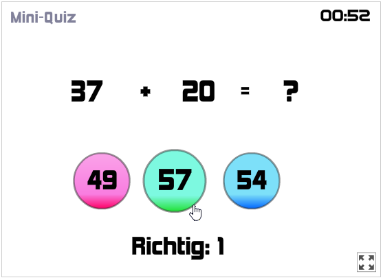 Mathe Spiel: Mini-Quiz Kopfrechnen