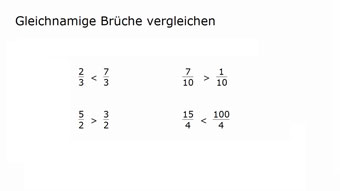 Gleichnamige Brüche vergleichen