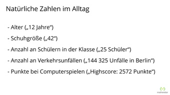 Natürliche Zahlen im Alltag